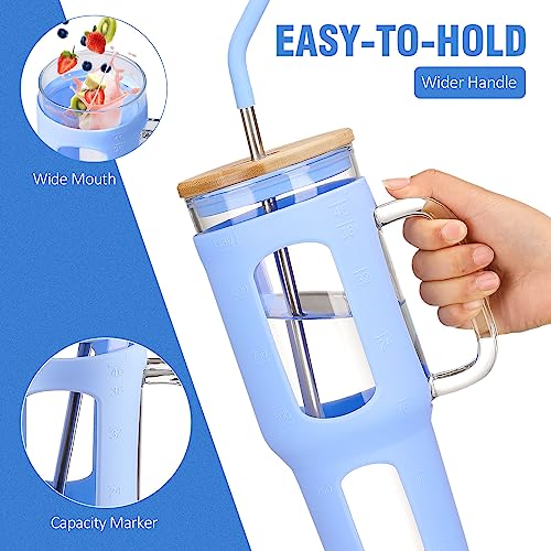 Glass Tumbler with Lid and Straw (Glacier / 46 Ounces)
