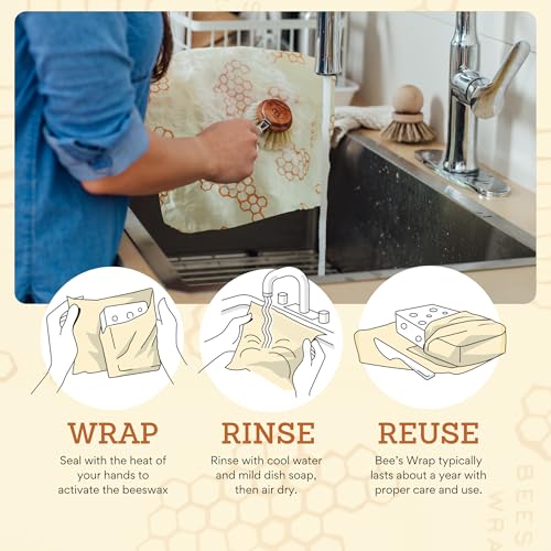 Beeswax Food Wraps (Honeycomb + Meadow Magic / 2 Large & 3 Medium)