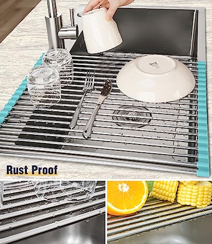 Roll Up Dish Drying Rack Over Sink