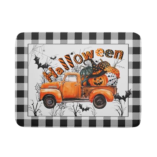 Halloween Truck Dish Drying Mat Orange Absorbent Microfiber Coffee Pad (Halloween Truck Orange / 24" x 18")
