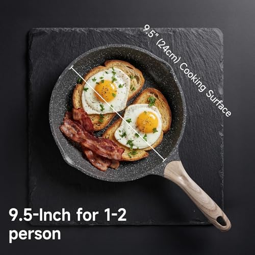 9.5 Inch Nonstick Frying Pan Skillet with Dual Spouts Omelet Egg Pan (Gray / 9.5")