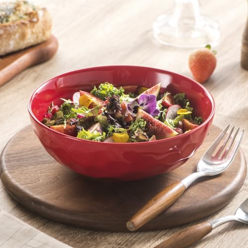 Ceramic Salad Bowls Set for Kitchen (Scarlet Red)
