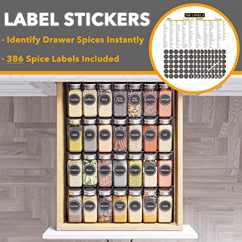 Spice Drawer Organizer with 28 Spice Jars (28 Jars, 13" Wide)