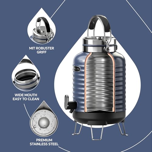 Insulated Beverage Dispenser 1.4gal (Blue for camping / 179.2 Ounces)