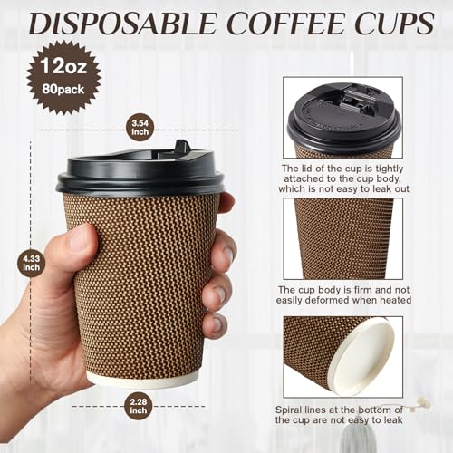 80 Pack 12 oz Disposabel Paper Cups (12OZ)