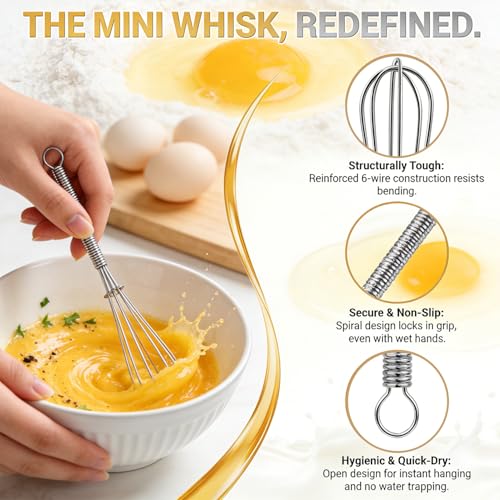 6 Pack Small Wire Whisks (6 inch / 6 Pack Silver)