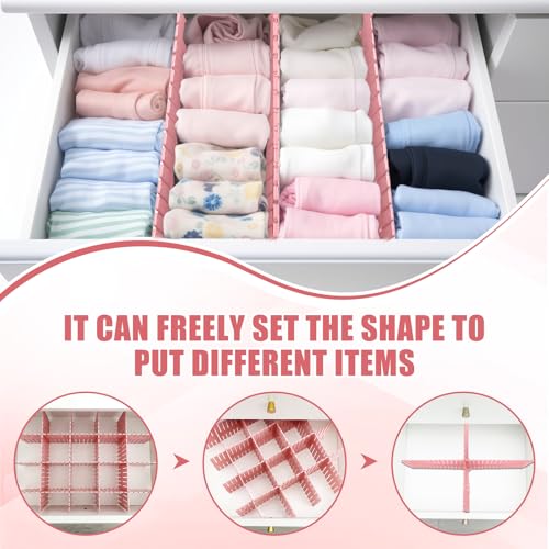 15 Pcs 5.12 Tall Drawer Divider Adjustable Drawer Organizer (Pink)