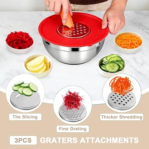 Stainless Steel Mixing Bowls Set with Lids (Colorful)