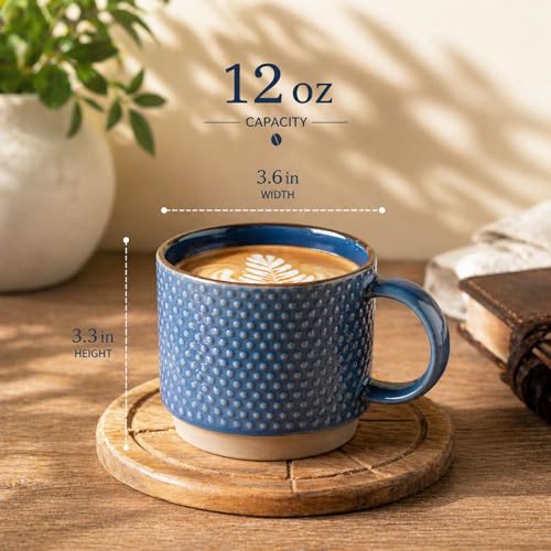12 OZ Stackable Coffee Mugs (Moonlight Blue / 12 Ounces)