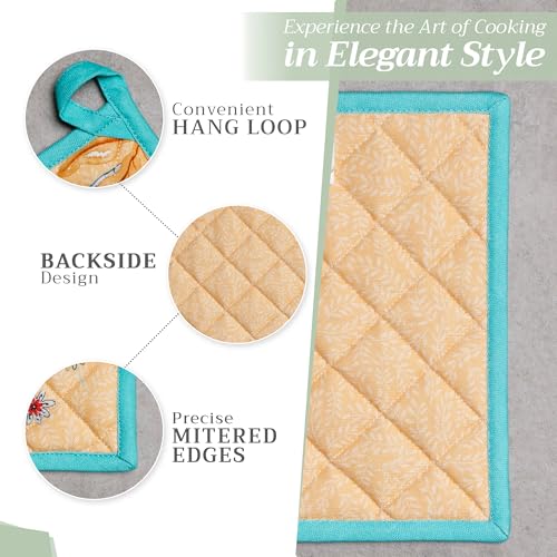 Pot Holders 100% Cotton Potholders (041 - Luxury Loft - Peach / 8" x 8" (Pot Holder Pack of 2))