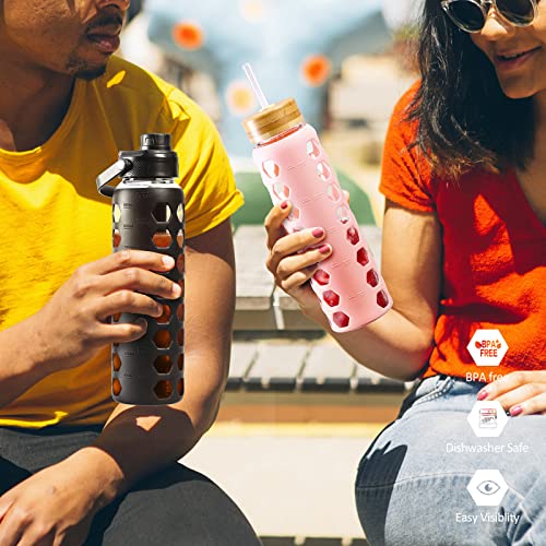 24oz Glass Water Bottle (Pink / 24 Ounces)