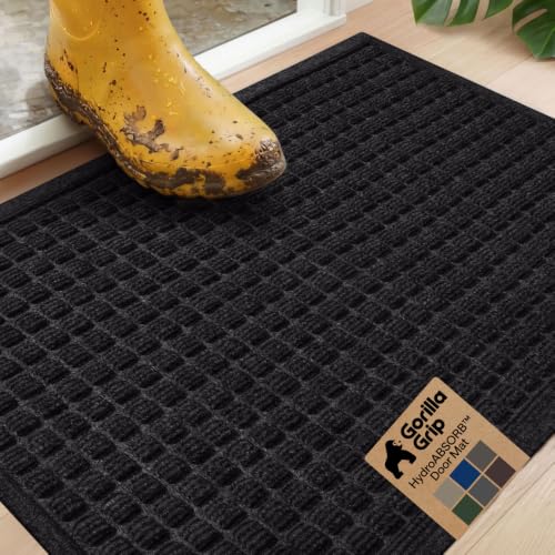 HydroABSORB Door Mat for Indoor Outdoor Use (Black / 29" X 17")
