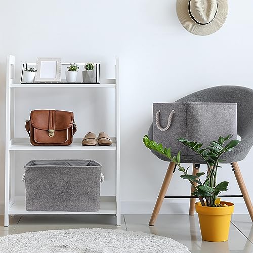 Organization and Storage Basket for Organizing (Grey / Large Cube-2 Pack)