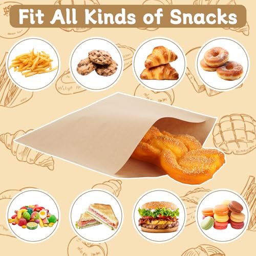 600 Pack Wax Paper Sandwich Bags for Sandwich (Kraft-600PCS / 8x8 inch)