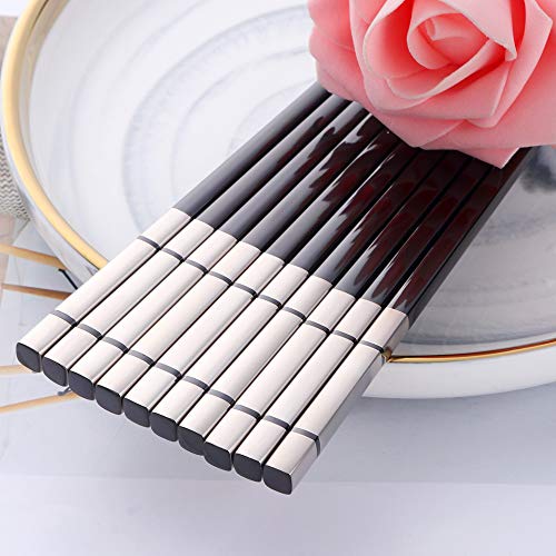 5 Pair Black Stainless Steel Chopsticks (nice black)