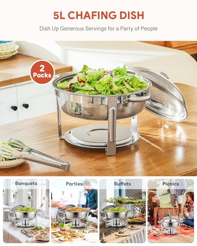 2pcs 5QT Round Chafing Dish Buffet Set (2 Packs)