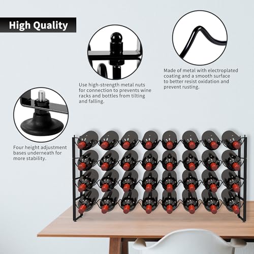 4 Tier Wine Rack (Black / 32-Bottle)