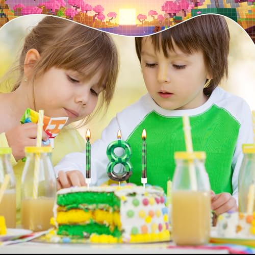 13 Pcs Dynamite Candles 12 TNT Themed Birthday Cake Candles and Number 8 Candle Cake Topper for Pixel Theme Birthday Party Anniversary Party Dynamite Theme Party Video Game Party Supplies (13 Count)