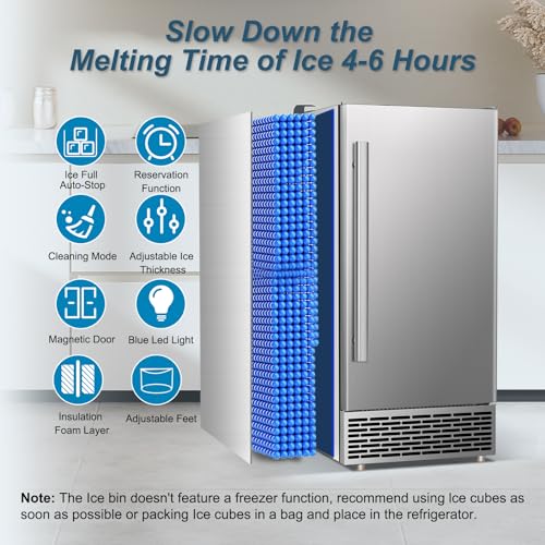 120 lbs High Output Commercial Ice Maker Undercounter Reversible Door