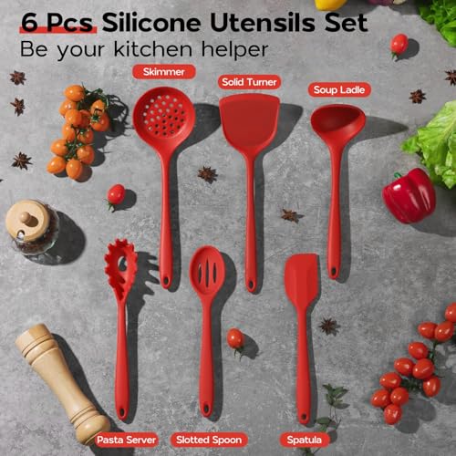 Silicone Cooking Utensils Set (Apple Red)