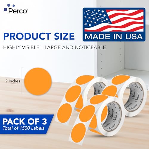 Neon Orange Perforated Round Circle Dot Sticker 2 (Neon Orange / 2 Inch)