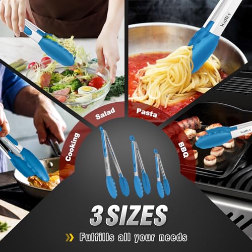 Kitchen Tongs (7+9+12inch / Blue)