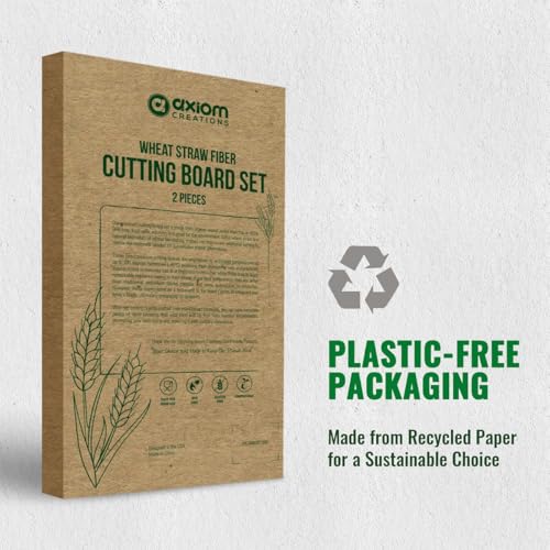 2 Piece Reversible Cutting Board Set Made with Natural Wheat Straw Fiber (Dark Gray)