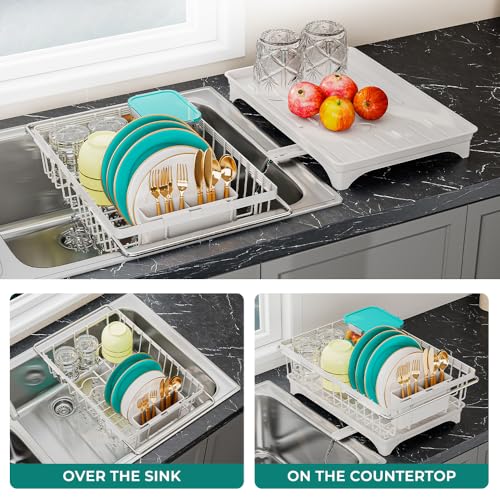 Small Dish Drying Rack in Sink (White)