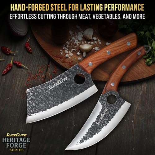 2PCS Hand Forged Butcher Knife Set