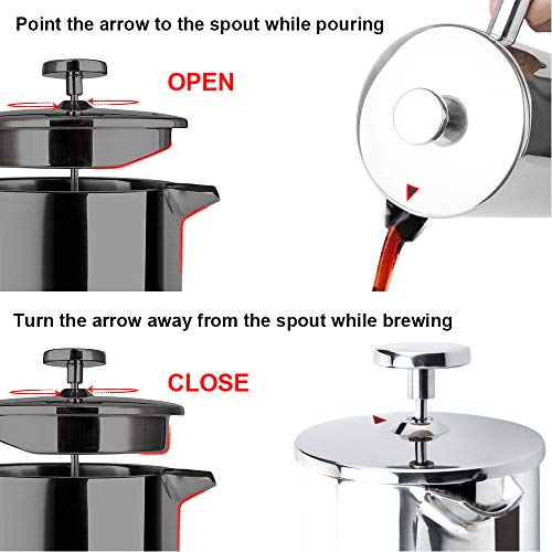 French Press Coffee Maker (Silver / 17 oz)