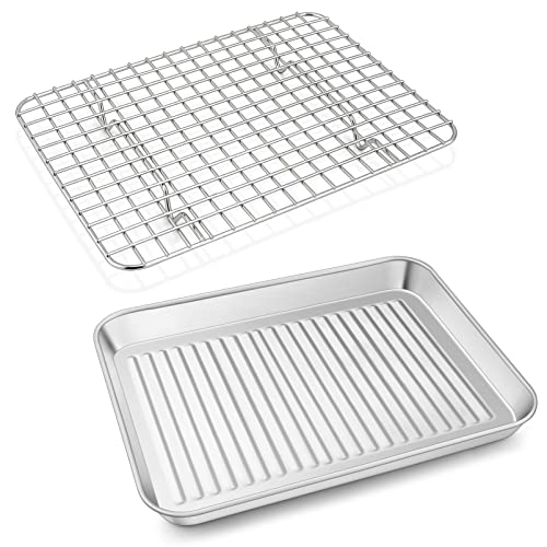 Baking Pan with Wire Rack (10.5 x 8 x 1 Inch)