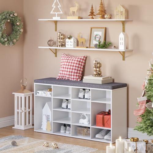Long Wall Shelves (White and Gold / 47.3 Inch)