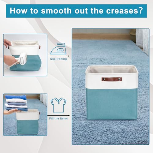 13x13 Cube Storage Bins (Teal / Off-White / Cube - 13"x13"x13")