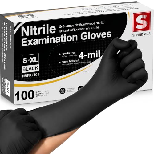 Black Nitrile Gloves (Black / Large)