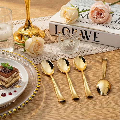 200 Pack Gold Plastic Spoons (Spoon Gold)