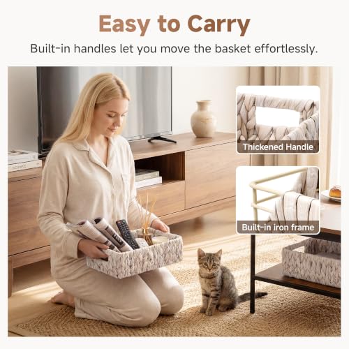 Wicker Baskets for Storage (White (Water Hyacinth) / 2x 11¼"L x 7½"W x 3½"H)