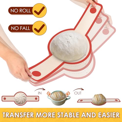 2 Pcs Silicone Bread Sling for Dutch Oven (2pcs Red Round and Oval)