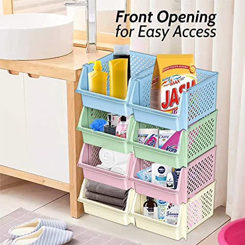 Stackable Storage Bins Open Front for Pantry Storage (4 Count)