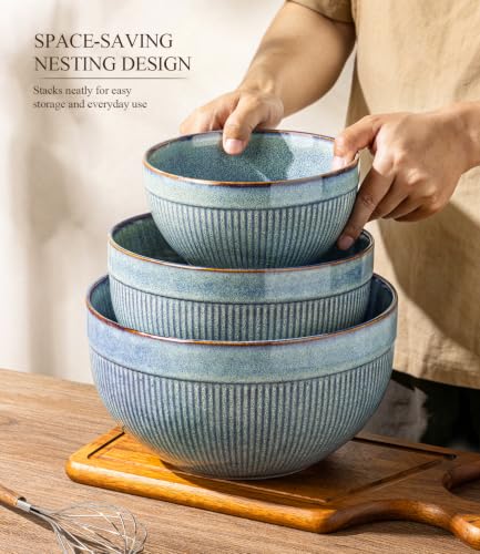 Ceramic Mixing Bowls Set of 3 (Ceylon Blue / Set of 3)