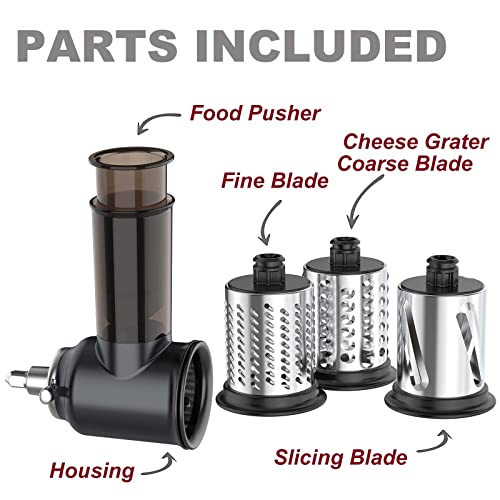 Slicer Shredder Attachments for KitchenAid Stand Mixer (Black and Silver)