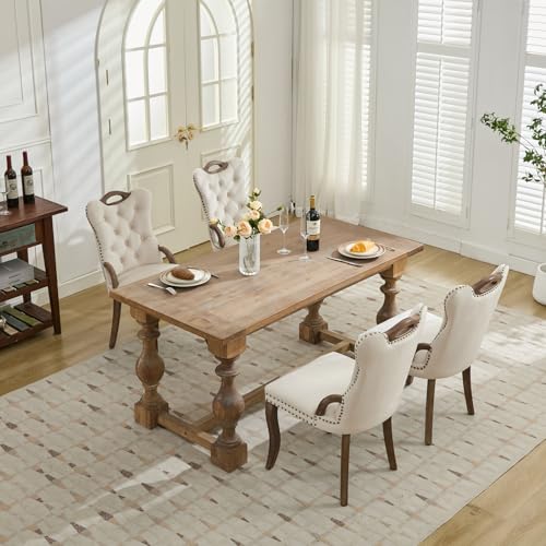 Beige Velvet Upholstered Dining Chairs Set of 4 (Warm Beige)