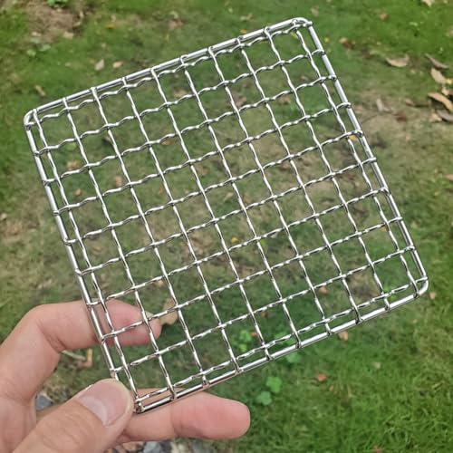 2Peices Backpacker Bushcraft Grill Grate Stainless Steel BBQ Cooking Grill Mesh Campfire Grill Square Round for Camping
