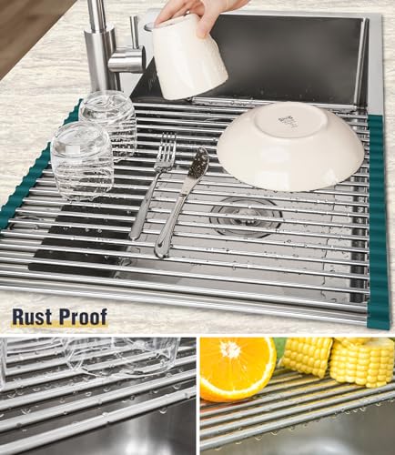 Roll Up Dish Drying Rack Over Sink