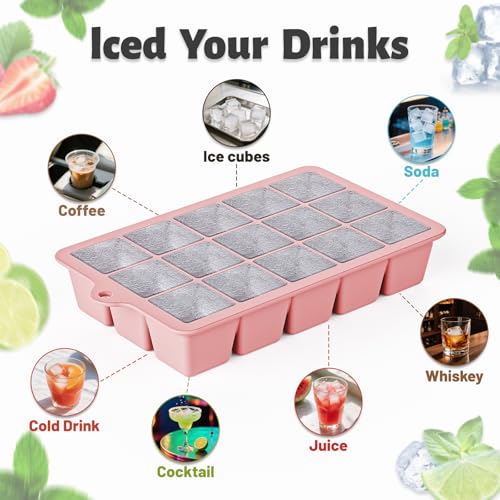 Silicone Ice Cube Tray 3 Pack (Purple +Pink+Mint / Ice Cube Tray 3 Pack)