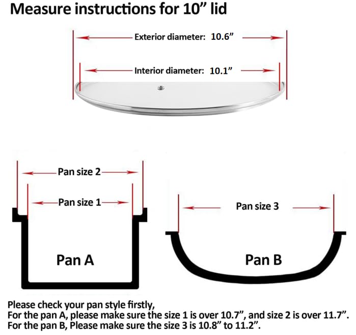 10.25 inch Tempered Glass Lid for Pots (10.25'' / Black)