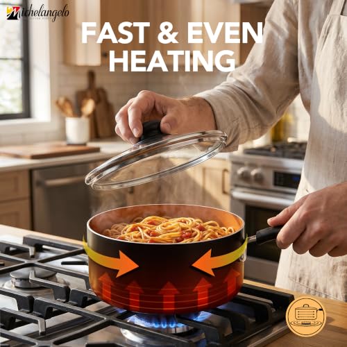 Nonstick Saucepan Set with Lids & Steamer (Silver / 1+2+3QT)