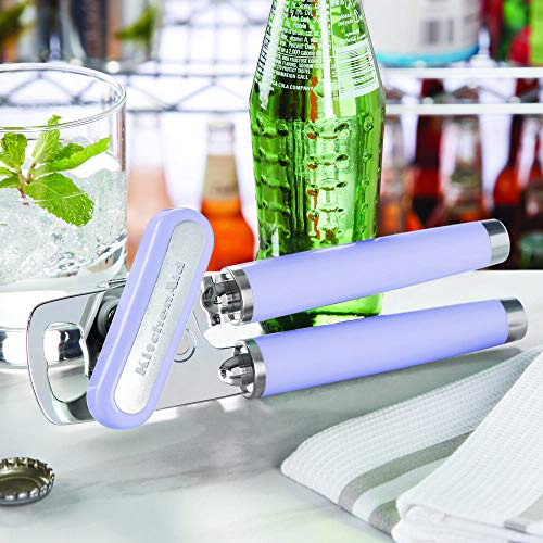 Classic Multifunction Can Opener and Bottle Opener Easy to Use (Lavendar/Cream / 8.34-Inch)