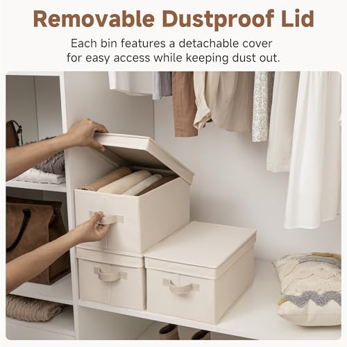 Storage Bins with Lids (Cream White / Large)