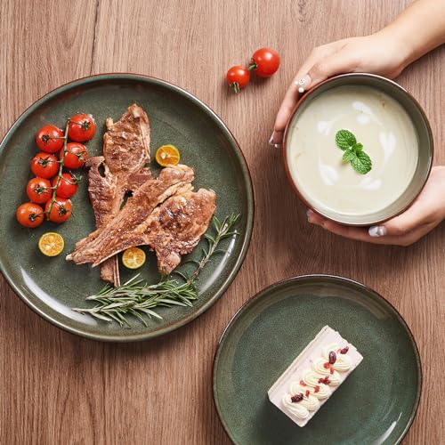 Stoneware Dinnerware Sets for 6 (Brown Green / Set (18pcs))