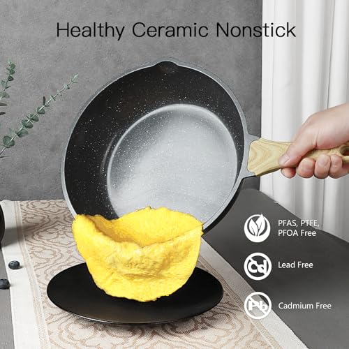 Ceramic Pots and Pans Set Non Stick (Dark Gray / 18 Pieces)